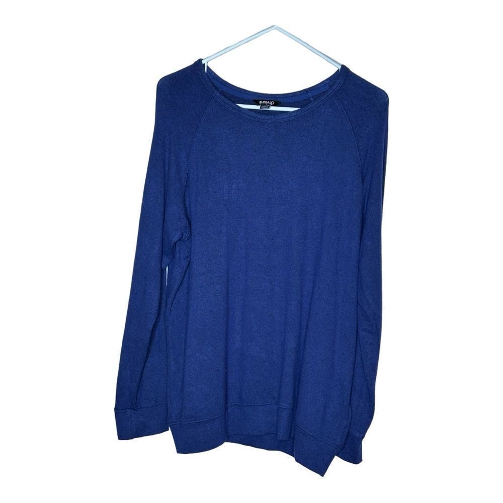 Buffalo David Bitton Crewneck Pullover Sweater Size Large Heather Blue — image 3 of 8